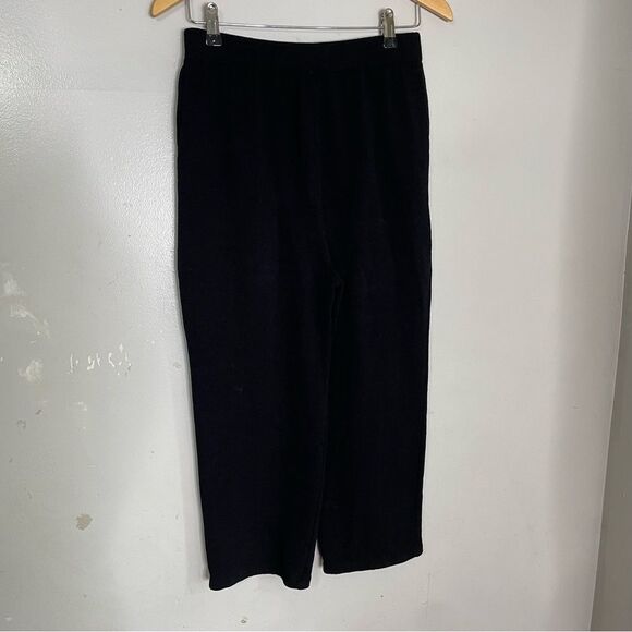 ST JOHN Basics Black Santana Knit Pleated Front Pockets Cropped Pants 6 - Picture 5 of 6